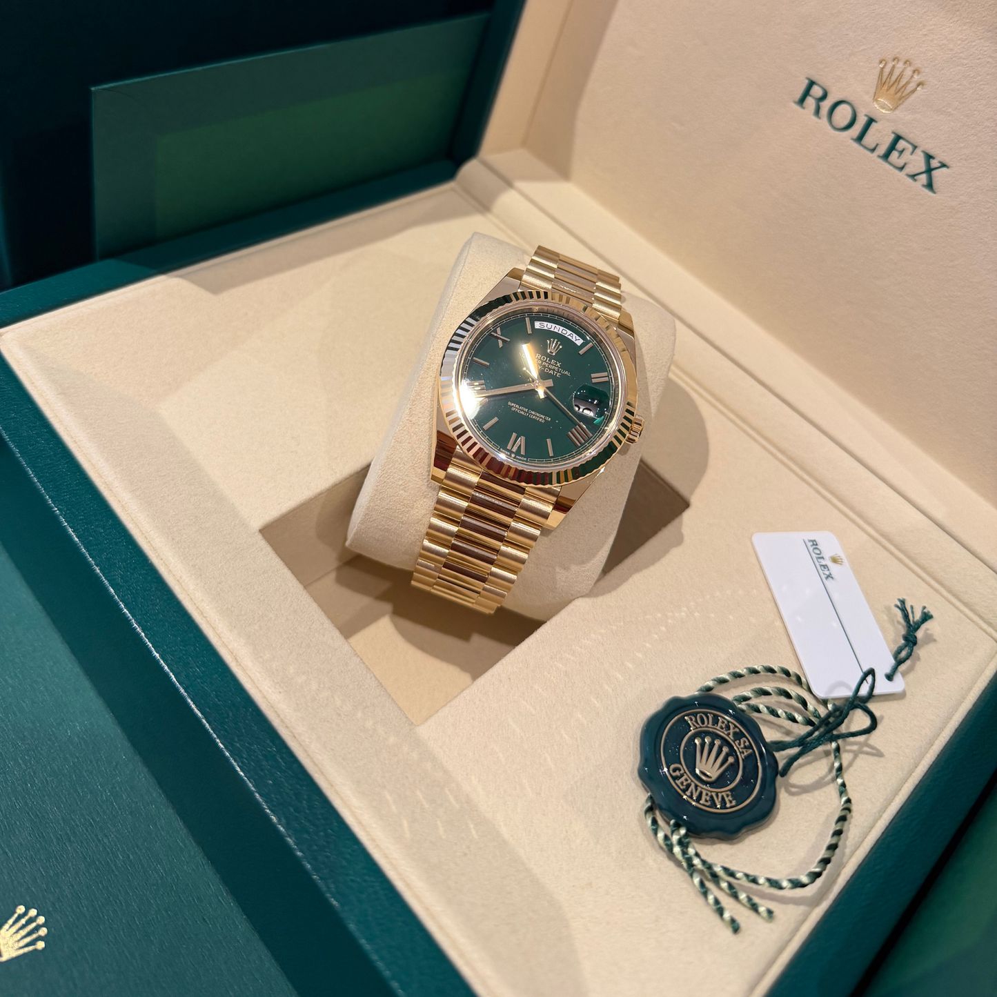 Rolex Day-Date in Gold with Green Dial