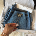 Chanel 25 Mini Handbag Blue with Signature Hardware