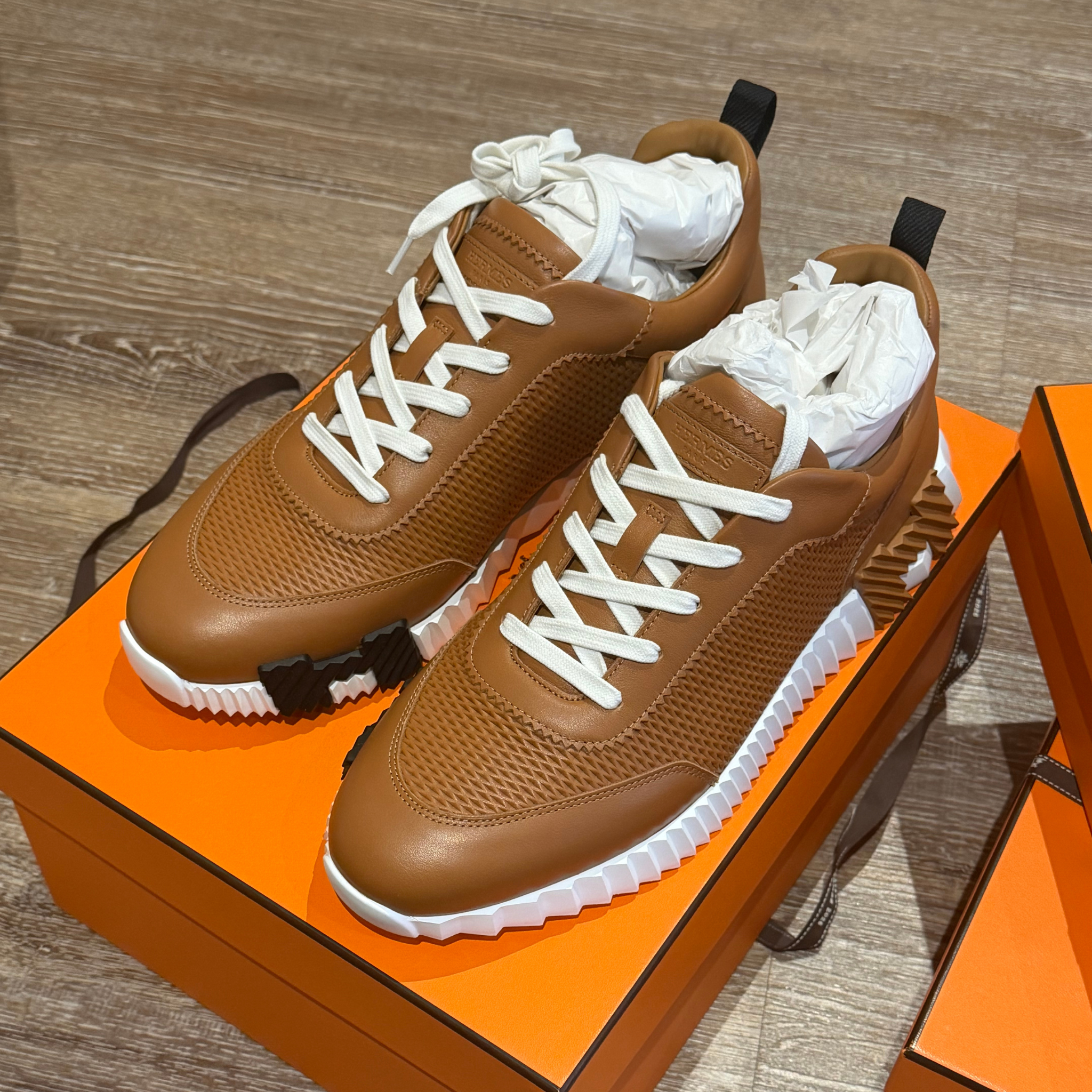Hermès Bouncing Sneakers Brown Leather